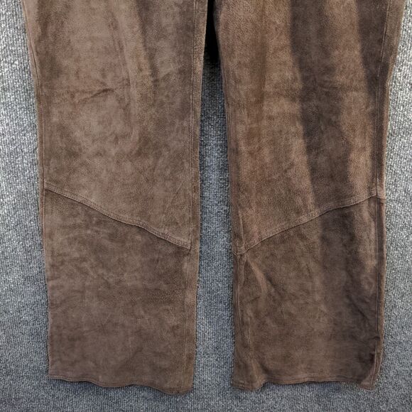 Hypo Active Women's Leather Pants Brown 12 Flat Front Lined Logo - Picture 4 of 10